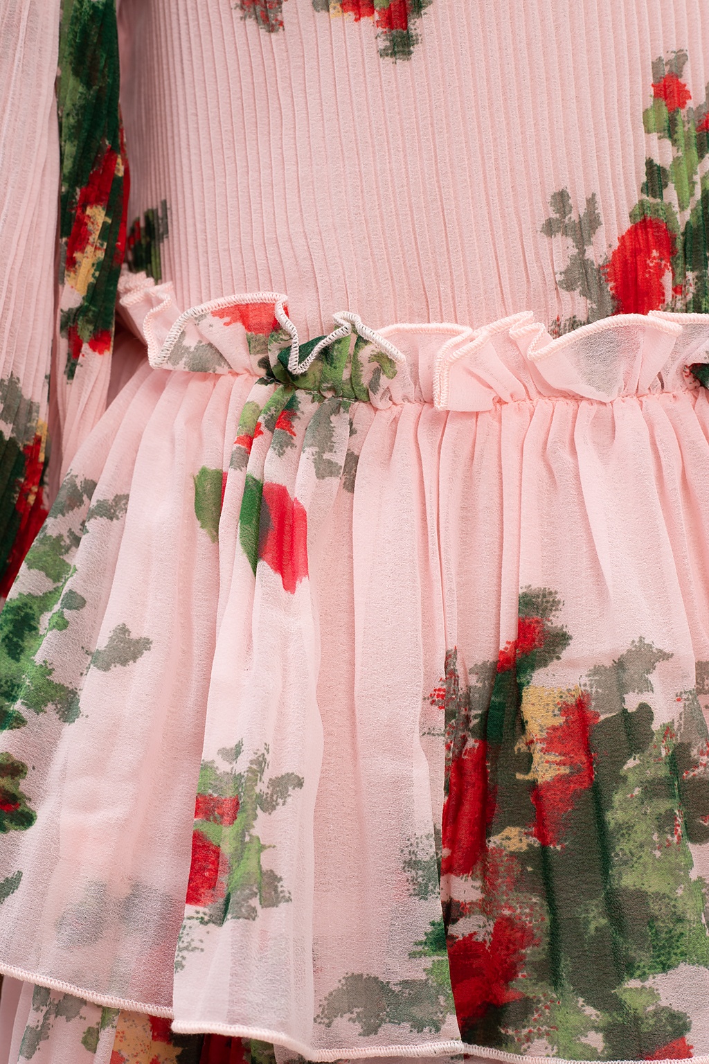 Floral Frill Sleeve Plunge Maxi Dress